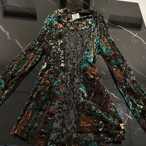 R&M Richards Floral Velvet Cardigan
